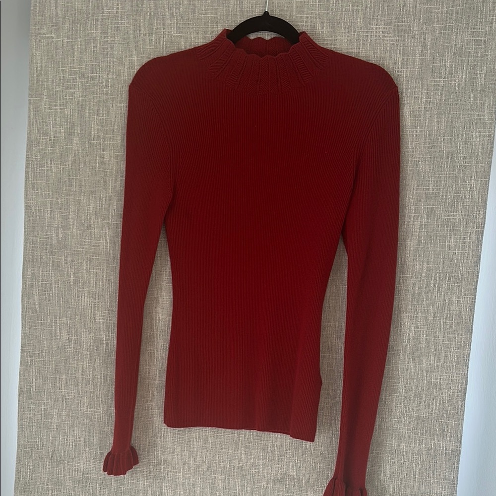 Red Ribbed Knit Sweater